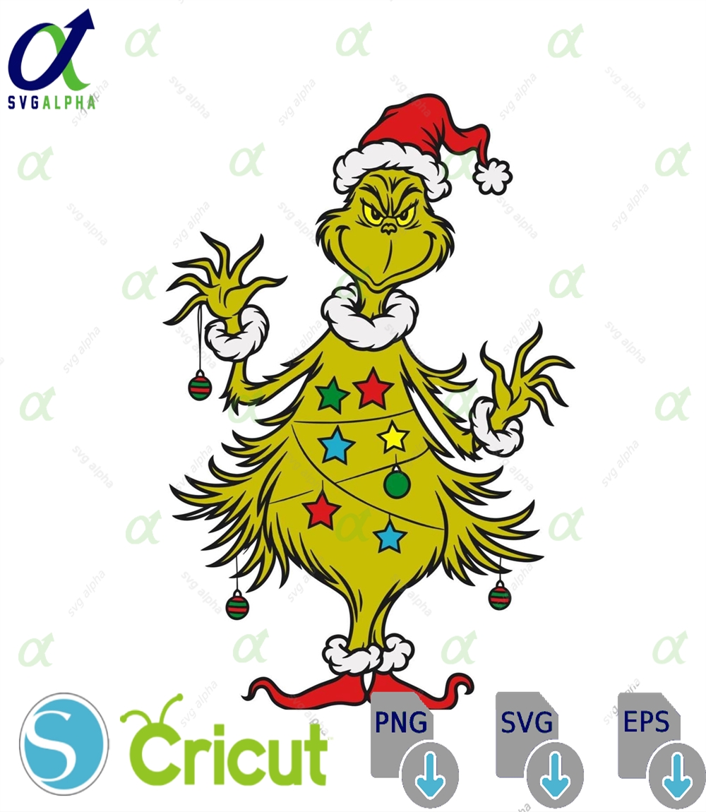 Grinch Christmas Tree Svg Funny Grinch In Santa Hat Grinchmas Png Clipart Cute Holiday Vector Design For Cricut Sublimation
